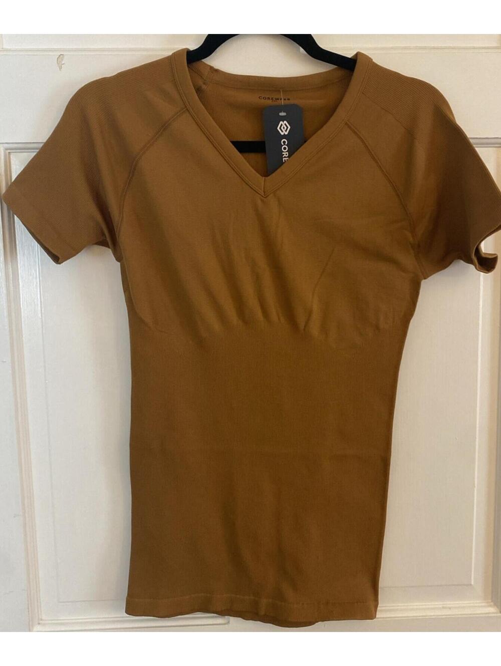 CoreWear Coremax Mens Compression V Neck Slimming Shirt Brown/Caramel XXL NEW